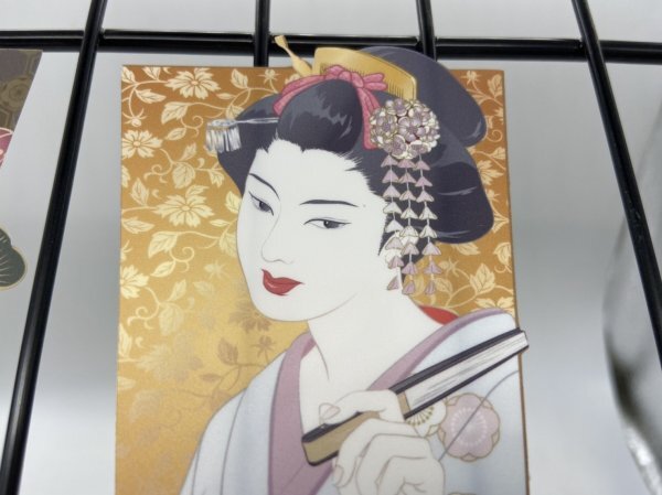 日本画オリジナルステッカー　羽子板セット　Lサイズ　UV耐水　輪郭カット済み_画像2