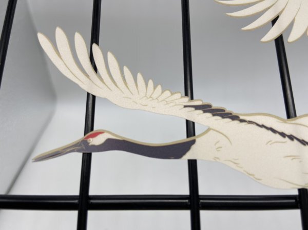 日本画オリジナルステッカー　飛翔鶴セット　Sサイズ　UV耐水　輪郭カット済み_画像2