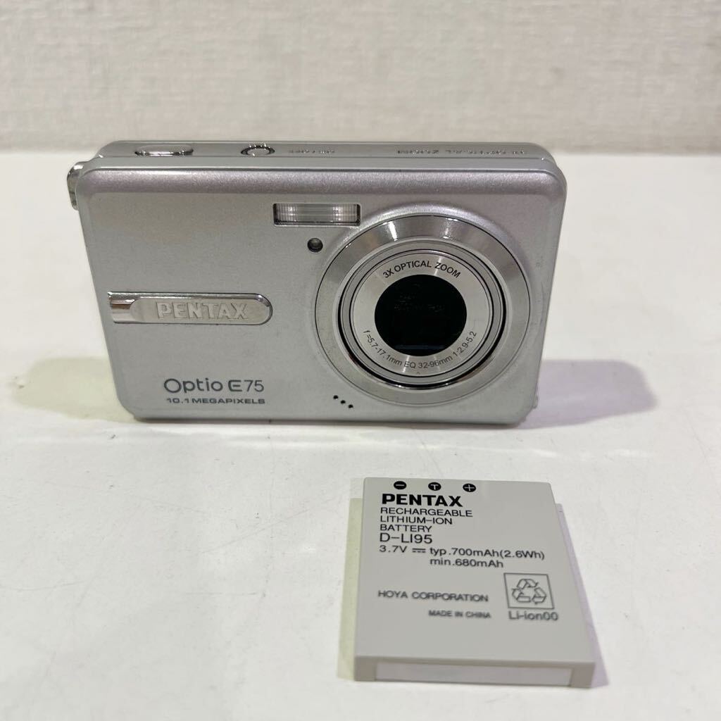 PENTAX ペンタックス Optio E75 コンパクト デジタルカメラ デジカメ シルバー バッテリー付き 60サイズ（458）の画像1