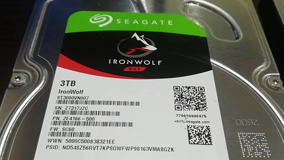【動作品♪2個セット】SEAGATE IRONWOLF ST3000VN007[3TB/3000GB SATA] 3.5インチ/HDD/ハードディスクの画像2