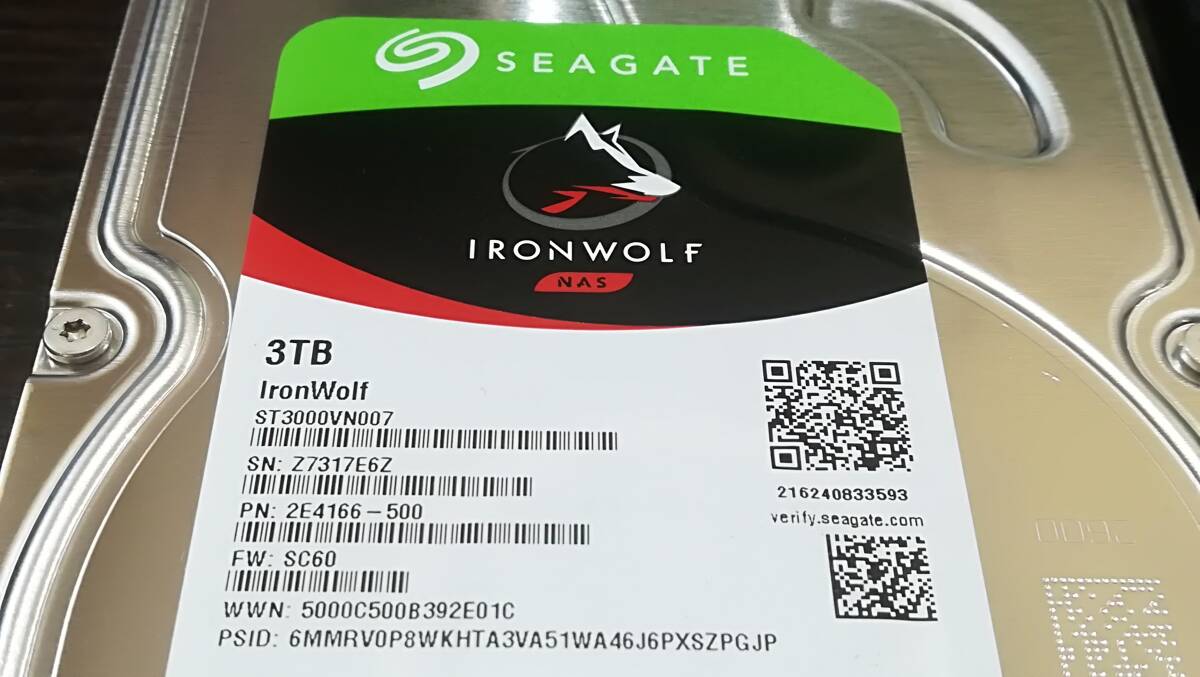 【動作品♪2個セット】SEAGATE IRONWOLF ST3000VN007[3TB/3000GB SATA] 3.5インチ/HDD/ハードディスクの画像2