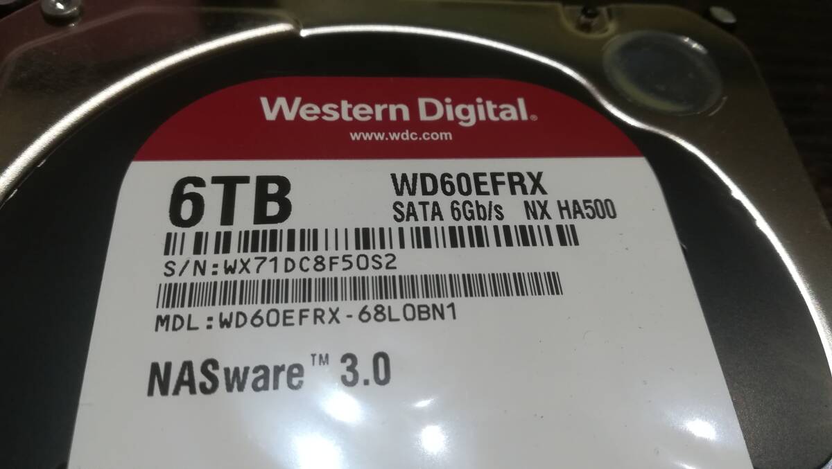 【動作品♪】WD Red WD60EFRX [6TB/6000GB SATA] 3.5インチ/HDD/ハードディスクの画像2