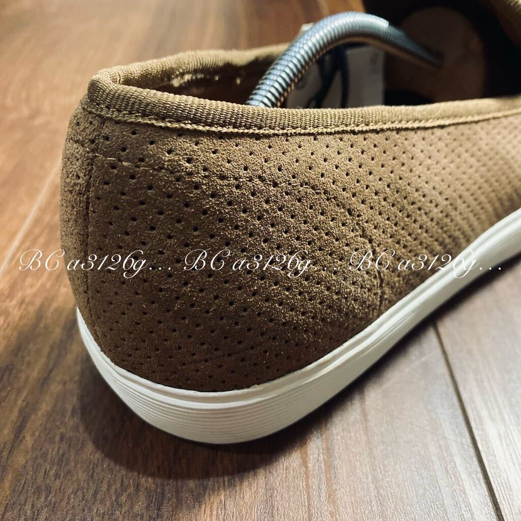 新品 ZARA 本革 パンチングレザースリッポン 28.5cm 44 SUEDE BEIGE メンズ ザラ レザー スニーカー シューズ スリッポン タグ付き_画像4