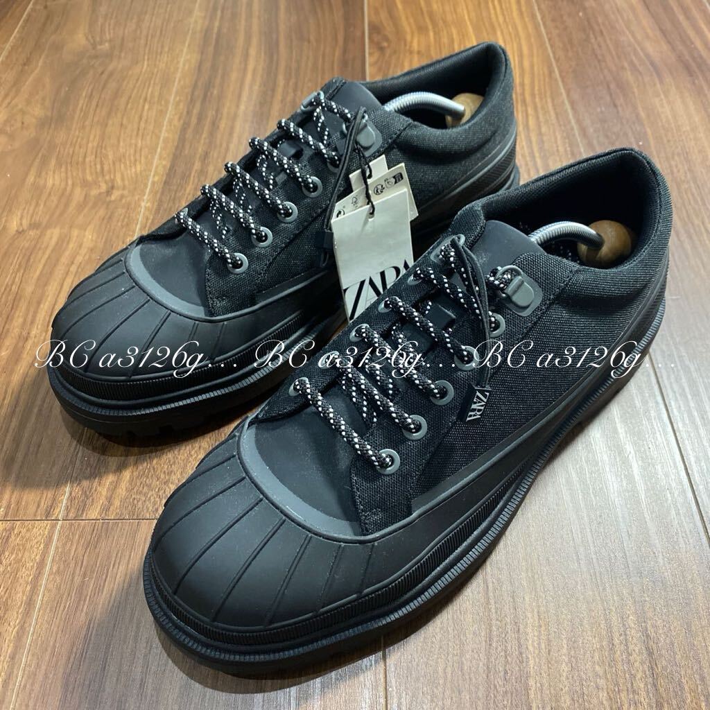  new goods ZARA nylon × Raver combination boots 27.5cm 43 BLACK men's Zara trekking type boots shoes low cut D. tag attaching 