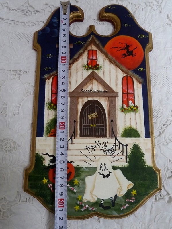 (*BM) tolepainting (0404-④) wooden Halloween welcome board length 33.5. art ornament ornament decoration signboard hand .. hand paint 