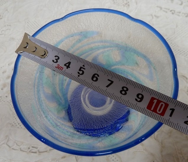 (☆BM)脚付き 中鉢 ガラス ペア2客 先付け デザートグラス 青 ブルー 夏食器 水色 高さ8.5×直径11㎝ 盛鉢_画像10
