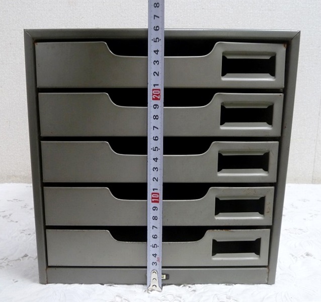 (*BM)KOKUYO/kokyo5 step letter case height 26. Showa Retro steel gray document case document shelves drawer office office work supplies 