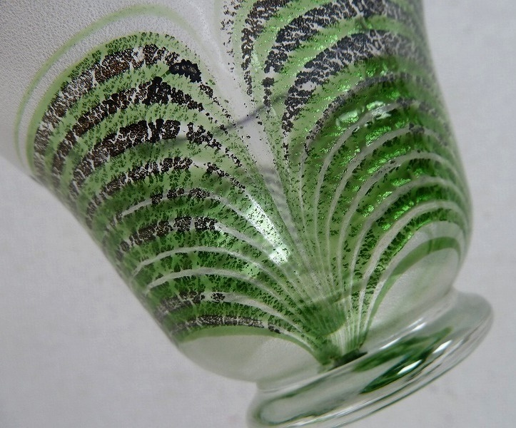 (☆BM)グリーン ガラス 小鉢 3客 夏食器 黄緑 デザートグラス 直径10.5×高さ7.8㎝ 和食器 レトロ _画像7