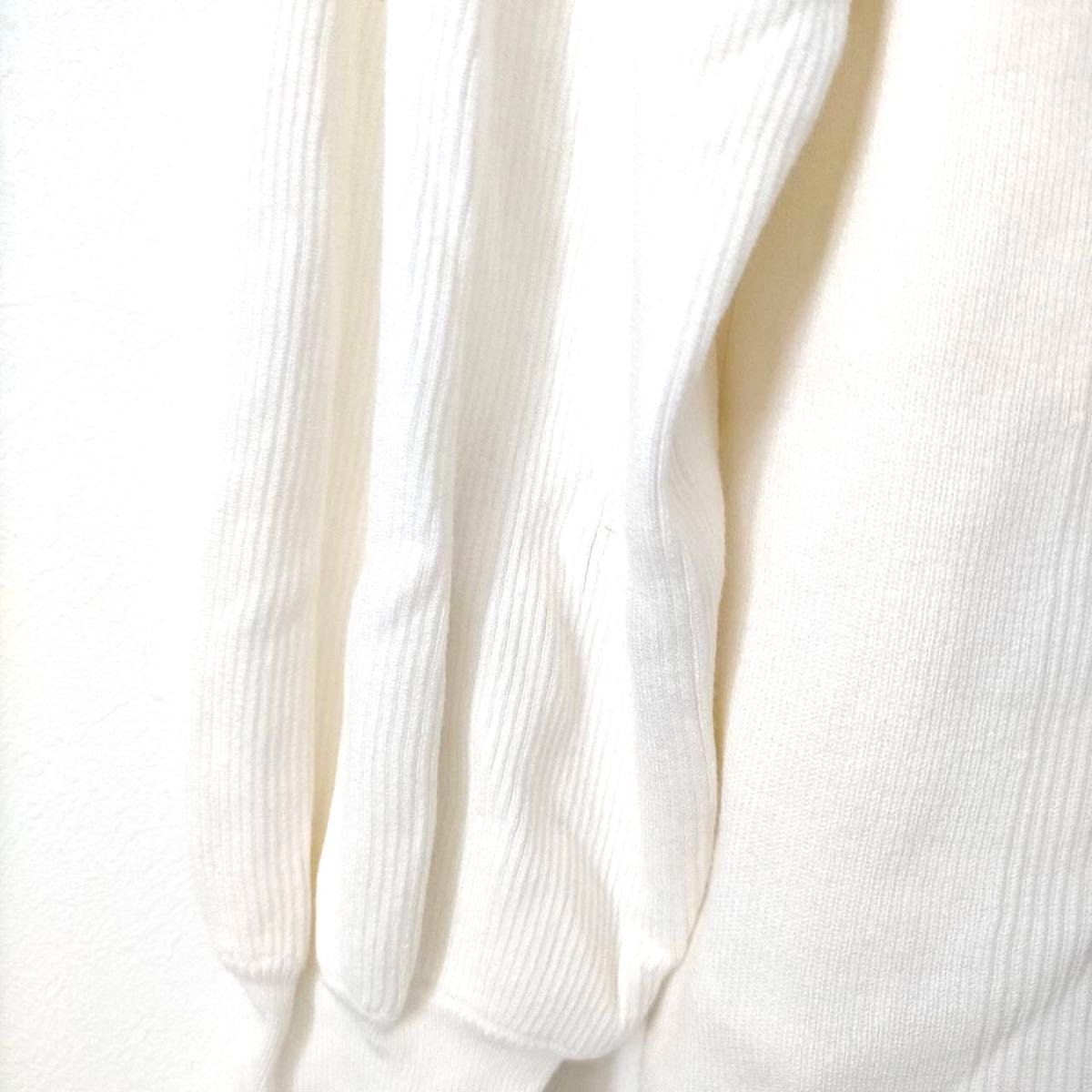 【美品】SLY スライ 長袖 カットソー レディース デザイン ニット 白 セーター
