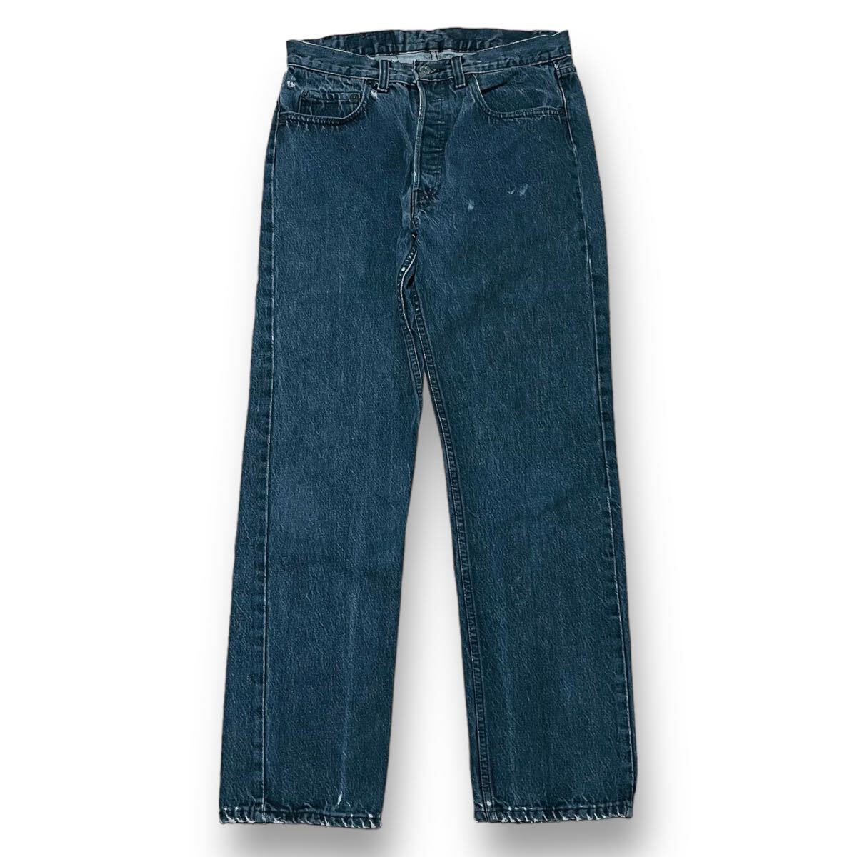 激レア！ 1985年11月製造 USA製 Levi’s 501 先染め ブラックデニム 最初期 内股シングル W32 L30 80s グッドフェード 検 ハチマル 赤耳の画像1