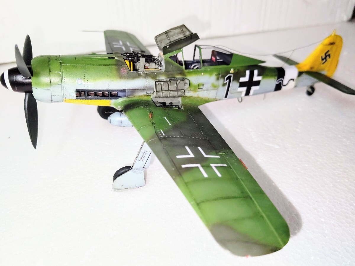 e dual do1/48 Germany Air Force Focke-Wulf Fw190D-9 yellow -1 panel open painted final product 