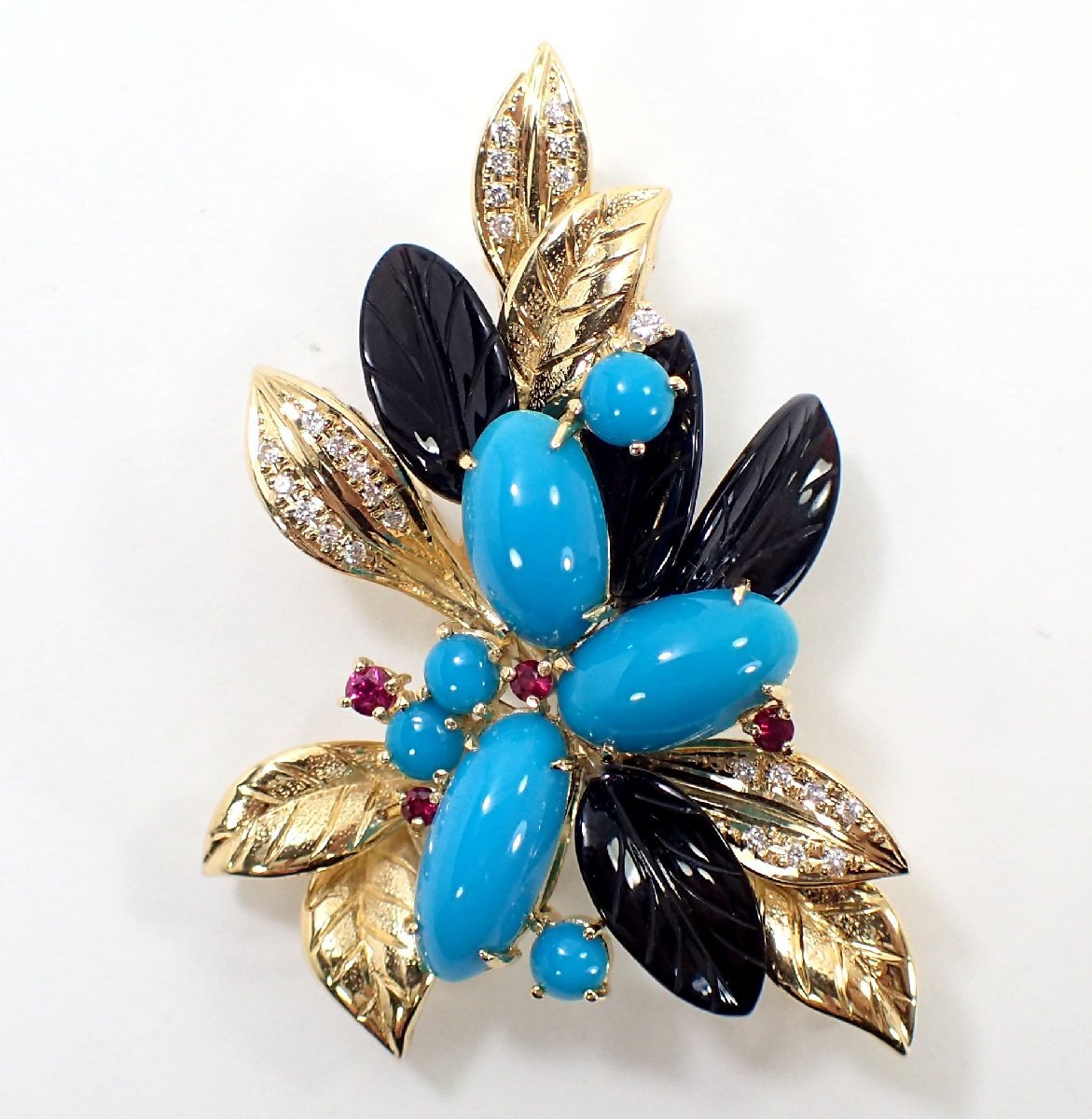 欲しいの 44000円 【吉村質店】K18トルコ石/オニキスルビー0.22ct ルビー