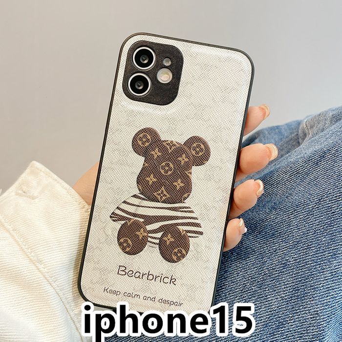 iphone15ケース 可愛い 熊　ホワイト13