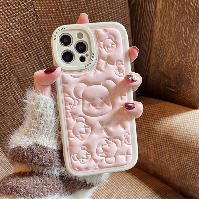 iphoneXRケース カーバー TPU 　熊 ホワイト1