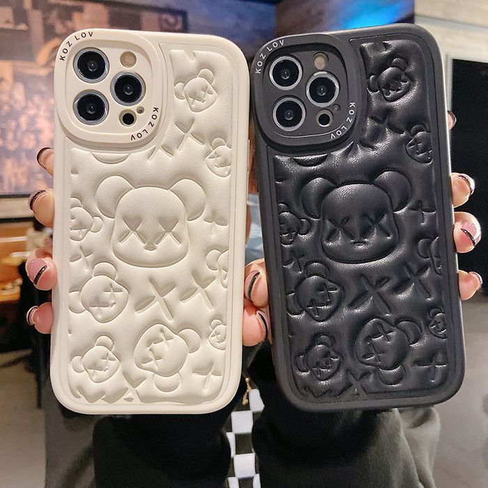 iphone14promaxケース カーバー TPU 　熊 ホワイト1