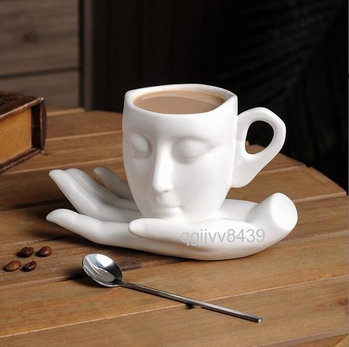コーヒーカップ ティーカップ ソーサー セット マグカップ 北欧風 陶器 油絵風 ギフト 高級感 おしゃれ 大きい 安い の画像1