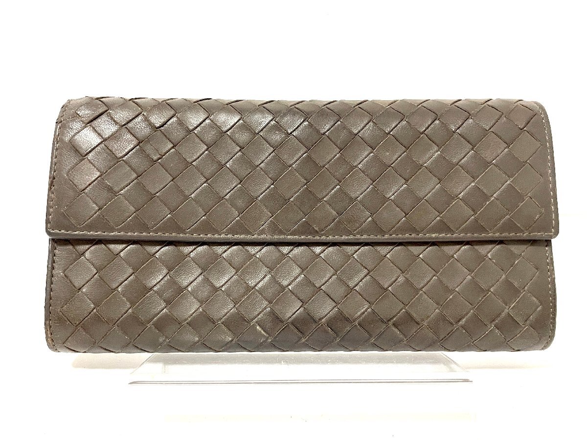 【良品】BOTTEGA VENETA ボッテガヴェネタ 長財布 ウォレット イントレチャート レザー ブラウンの画像2