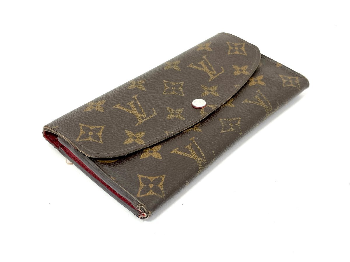 【中古】LOUIS VUITTON LV ルイヴィトン モノグラム 長財布 ウォレット ポルトフォイユエミリー ルージュ M60136の画像6