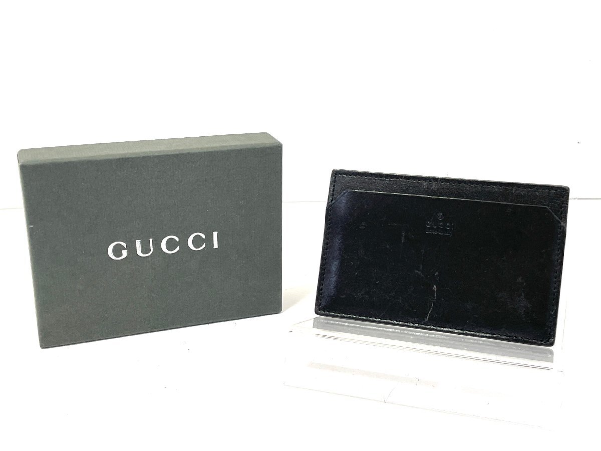 【中古】GUCCI グッチ　カードケース　名刺入れ　レザー　ブラック_画像1