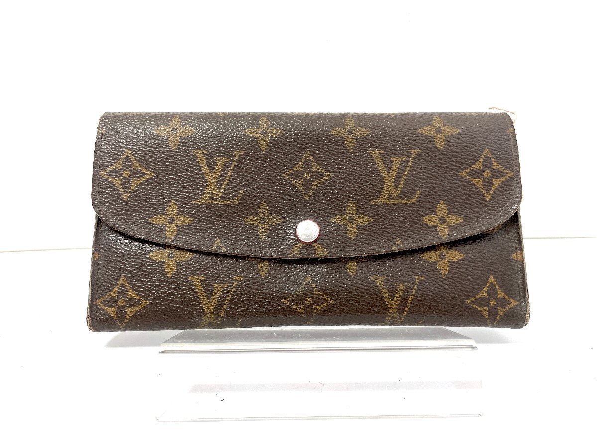 【中古】LOUIS VUITTON LV ルイヴィトン モノグラム 長財布 ウォレット ポルトフォイユエミリー ルージュ M60136の画像1