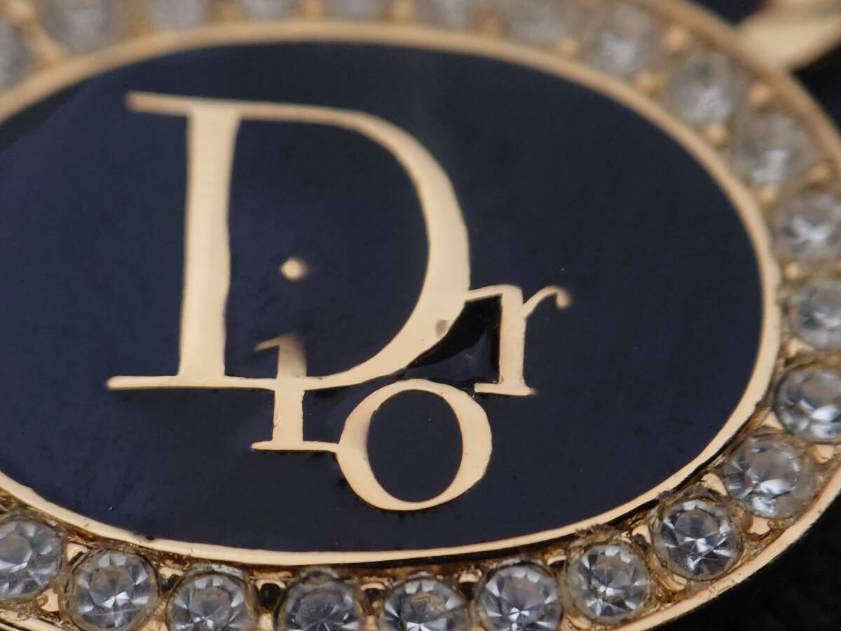 60036 Christian Dior クリスチャン・ディオール ネックレス ラインストーン ゴールド色/ブラック色 ネックレス メッキ Diorロゴの画像5