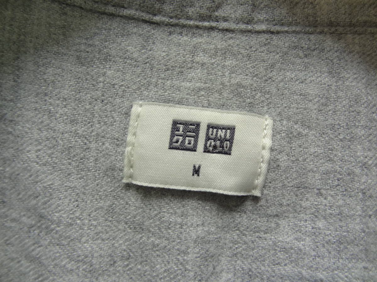 全国送料無料 ユニクロ UNIQLO レディース 杢グレー色 綿100%素材 襟無しバンドカラー プルオーバーシャツ Mサイズ_画像2