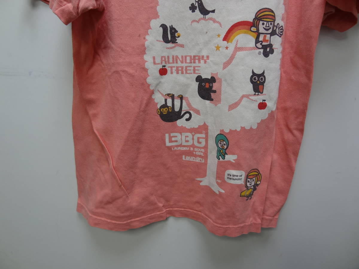全国送料無料 ランドリーLaundry レディース ＆キッズ 綿100%素材 日本製 コーラルピンク色半袖Tシャツ レディースS-Mぐらい(メンズSS)