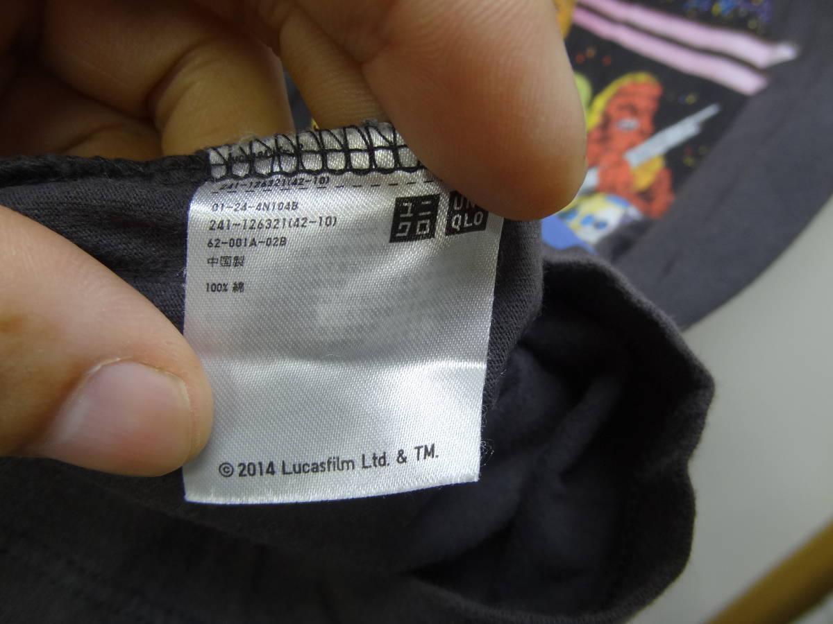 全国送料無料 スターウォーズ UT ユニクロ レディース 綿100%素材 イラストプリント 黒色 半袖Tシャツ サイズ L_画像7