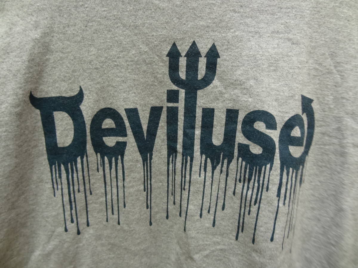 全国送料無料 デビルユース Deviluse メンズ 杢グレー色 半袖 BIG ロゴTシャツ Mサイズ_画像4