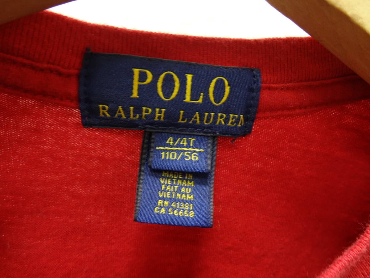 全国送料無料 正規品 ポロ ラルフローレン POLO RALPH 子供服キッズ男の子 ひび割れクラックプリント 半袖赤色 Tシャツ 110_画像2