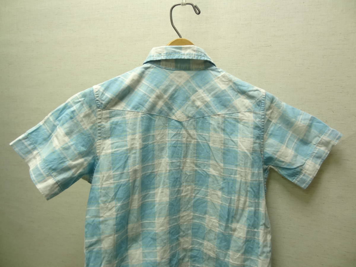 全国送料無料 正規品 ポロ ラルフローレン POLO RALPH 子供服キッズ女の子 綿100%素材 水Ｘ黄色 チェック柄半袖ウェスタンシャツ 130(7/64)