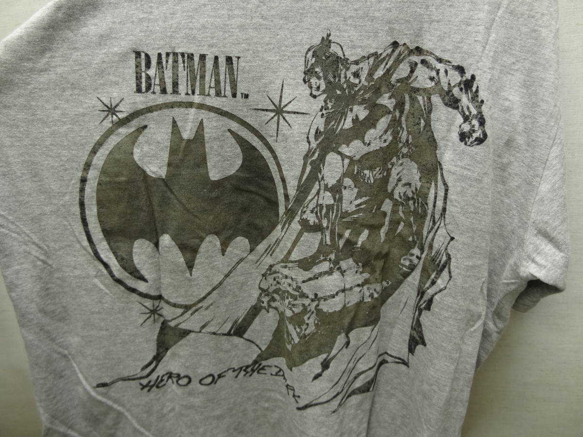 全国送料無料 バットマン BATMAN グレイス製 メンズ 杢グレー色 半袖Tシャツ XL(2L)_画像3