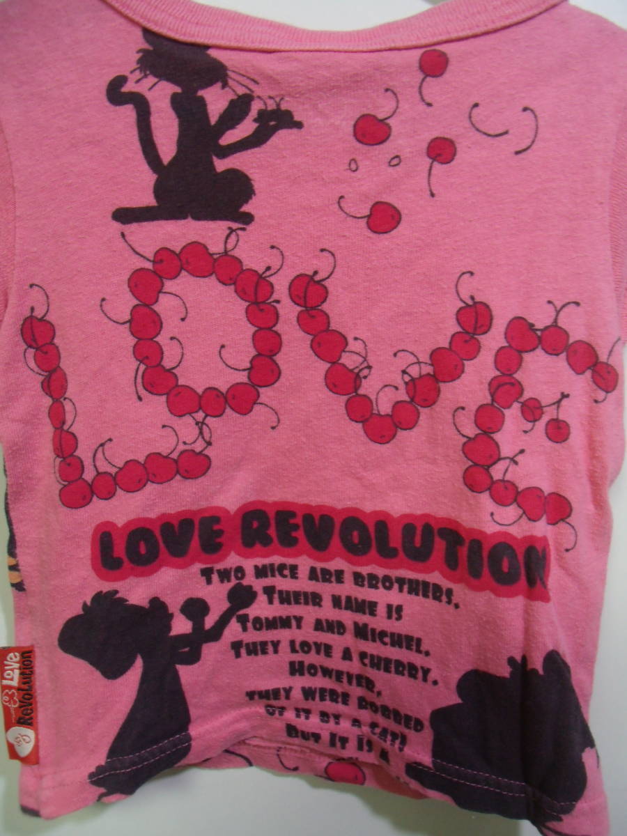 全国送料無料 ラブレボリューションLOVE REVOLUTIONグランドスラム製 子供服キッズベビー男&女の子綿100%素材半袖ピンク色Tシャツ 80_画像9
