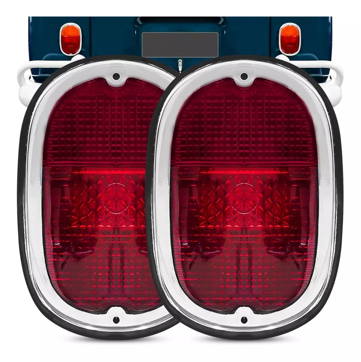 VWタイプ2 ワーゲン リア ライト テールライト アセンブリー ペア ２個セット レンズ 色 レッド 赤 コンビ T2 バス 用 ～1975年 テール_画像1