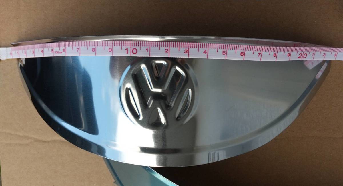 空冷VW アイブロー まつ毛 まぶた ヘッドライト バイザー プレーン 小幅 ステンレス製 VWワーゲン 2個セット ペア ビートル T1 T2 バス_画像9