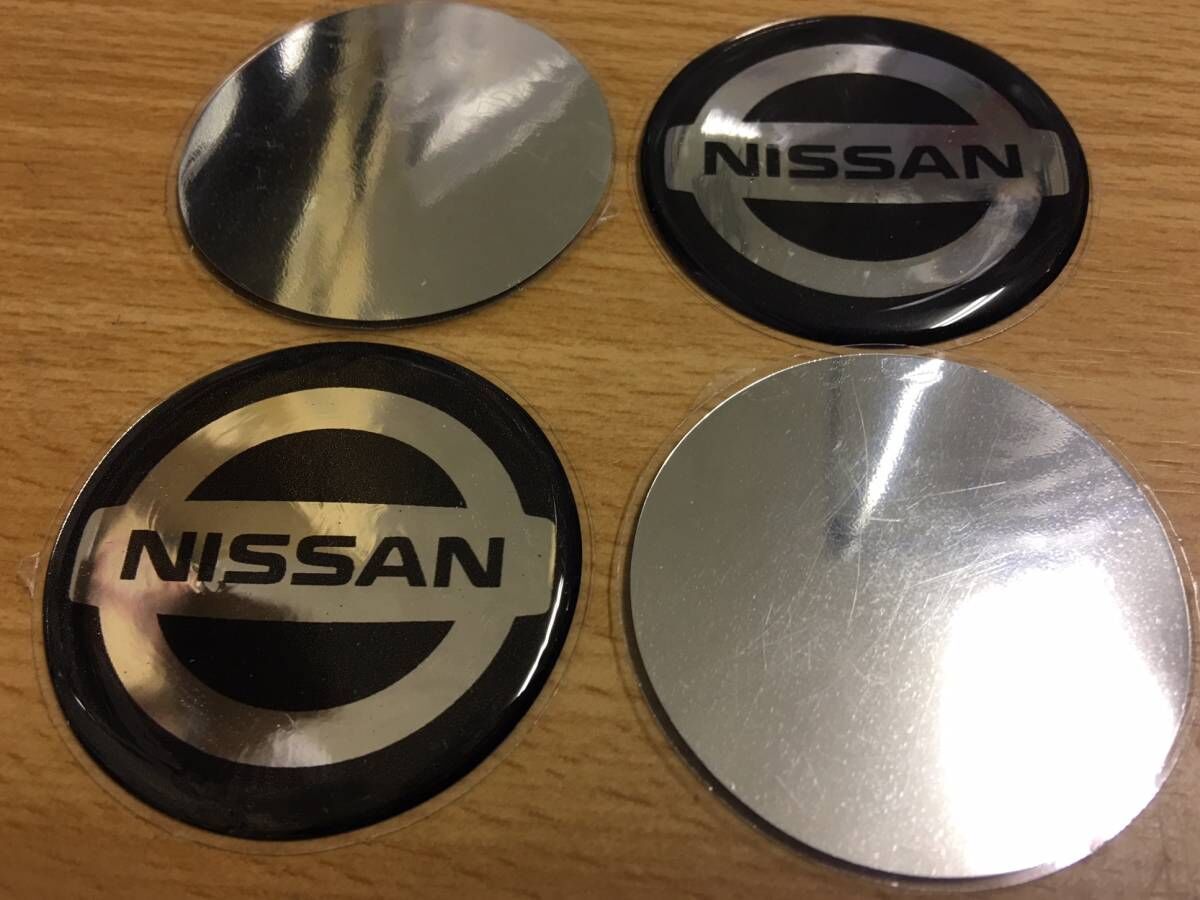 エンブレム 丸 51mm 日産 ニッサン Nissan ブラック 黒 クラシック ロゴ ホイールキャップ 同梱送料300円_画像4