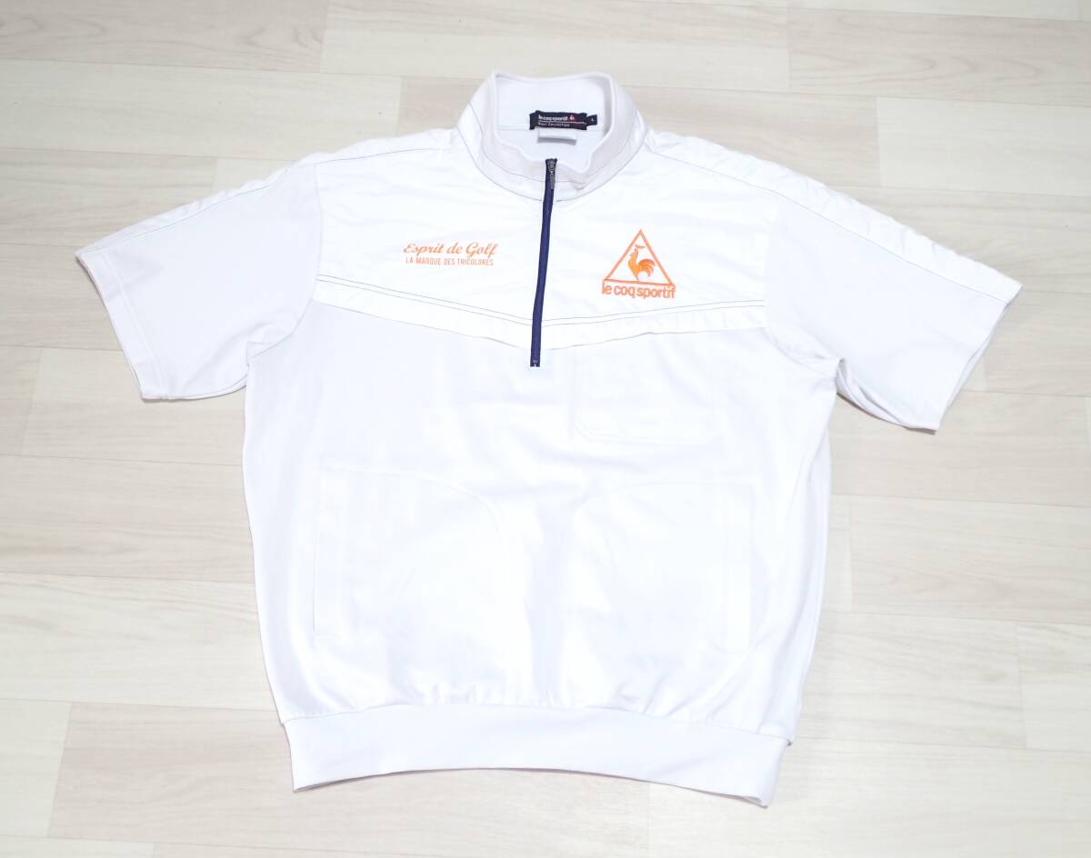 ☆le coq sportif GOLF ☆ルコック ☆ゴルフウエア ☆ハーフジップ ☆YKKファスナー ☆モックネック半袖 ☆プルオーバー ☆L の画像2