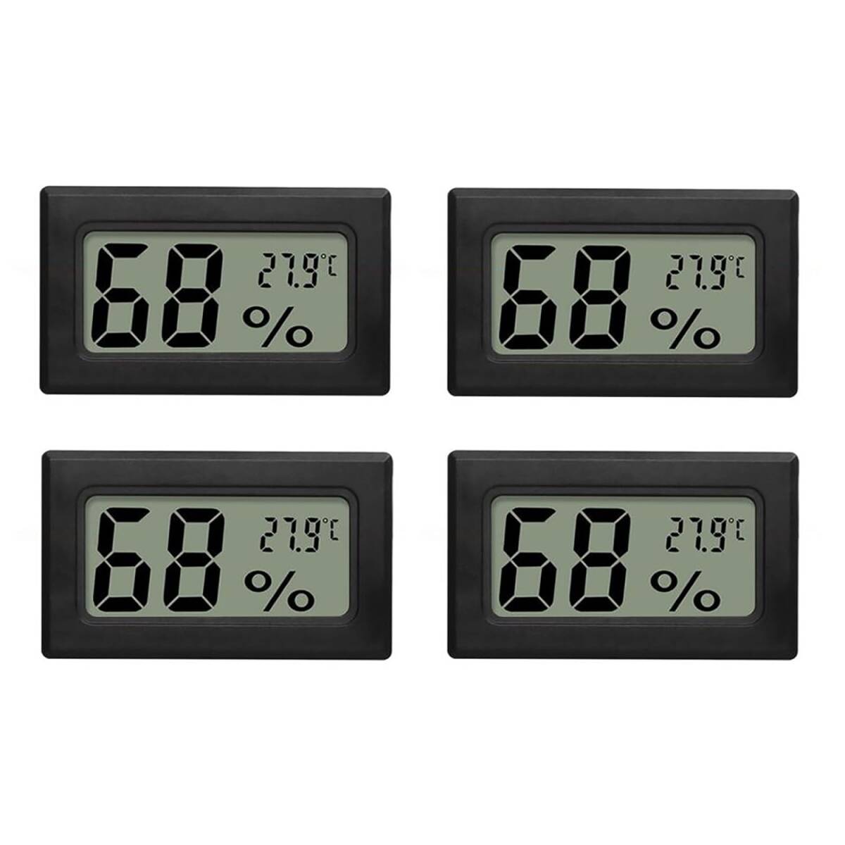 ブラック YFFSFDC 4個 LCDデジタル温湿度計温度計 センサー内蔵 室内用 オフィス 家庭 水族館 繁殖地 冷蔵庫 クローの画像1