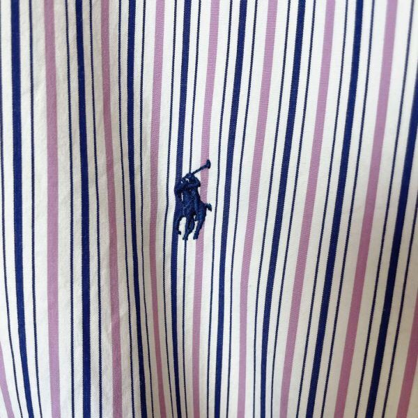 ラルフローレン ＢＤ長袖シャツ 薄手 マルチカラーストライプ ポニー刺繍 古着の画像4