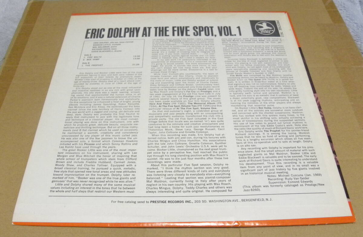 （輸入盤・LP） ERIC DOLPHY / AT THE FIVE SPOT,VOL.1の画像2