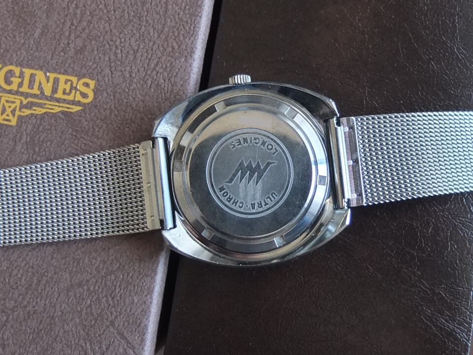 LONGINES ロンジン ウルトラクロン スクリューバック 自動巻 稼働品 ロンジン製メッシュブレス LONGINE製BOX付_画像6