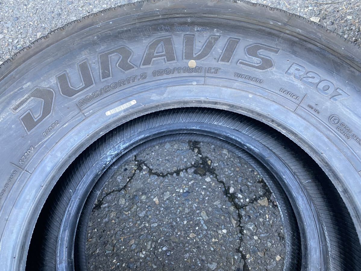 ソ4697　送料無料　BRIDGESTONE ブリヂストン DURAVIS R207　205/80R17.5 120/118N LT　2本価格　2023年製_画像5