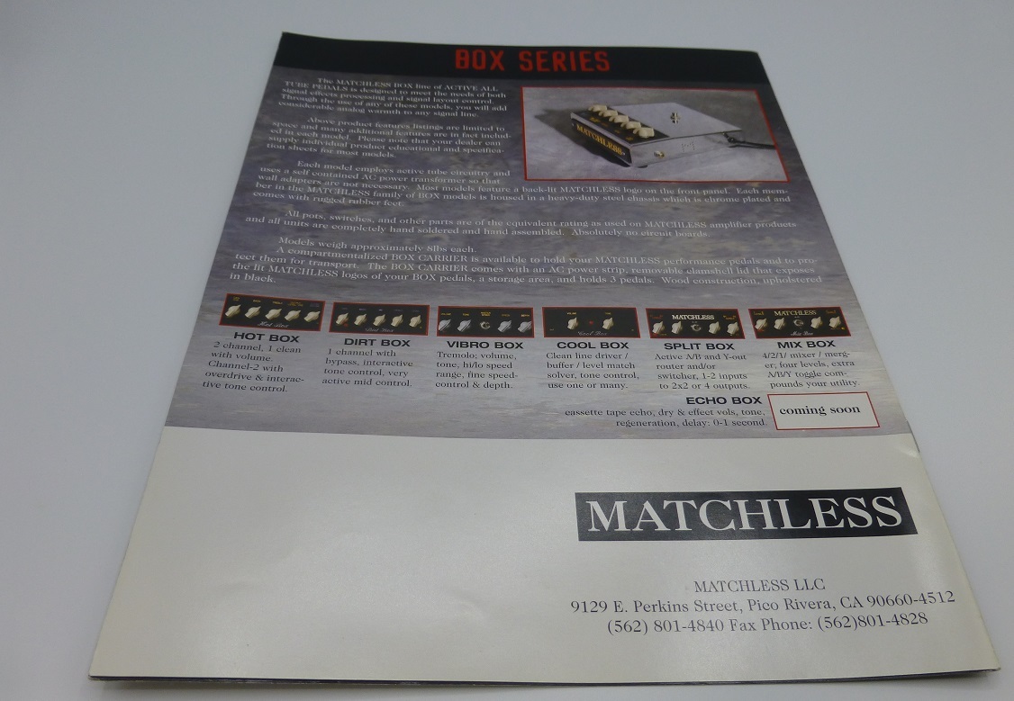 【カタログ】MATCHLESS マッチレス　2001年頃？？～DC-30、HOTBOX、真空管アンプ_画像2