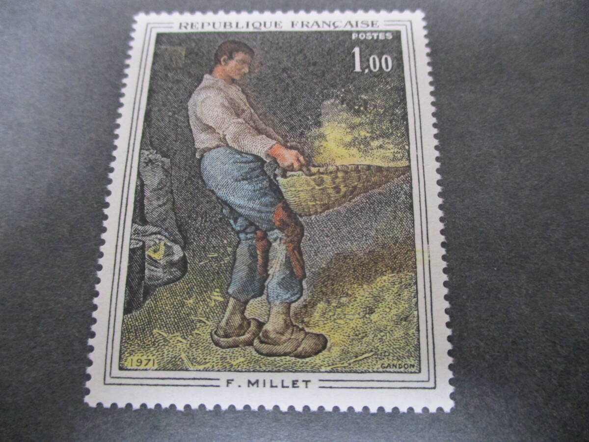 *** France 1971 year [ fine art stamp ( Millet .[ wheat .... person ] ) ] single one-side unused NH glue have ***