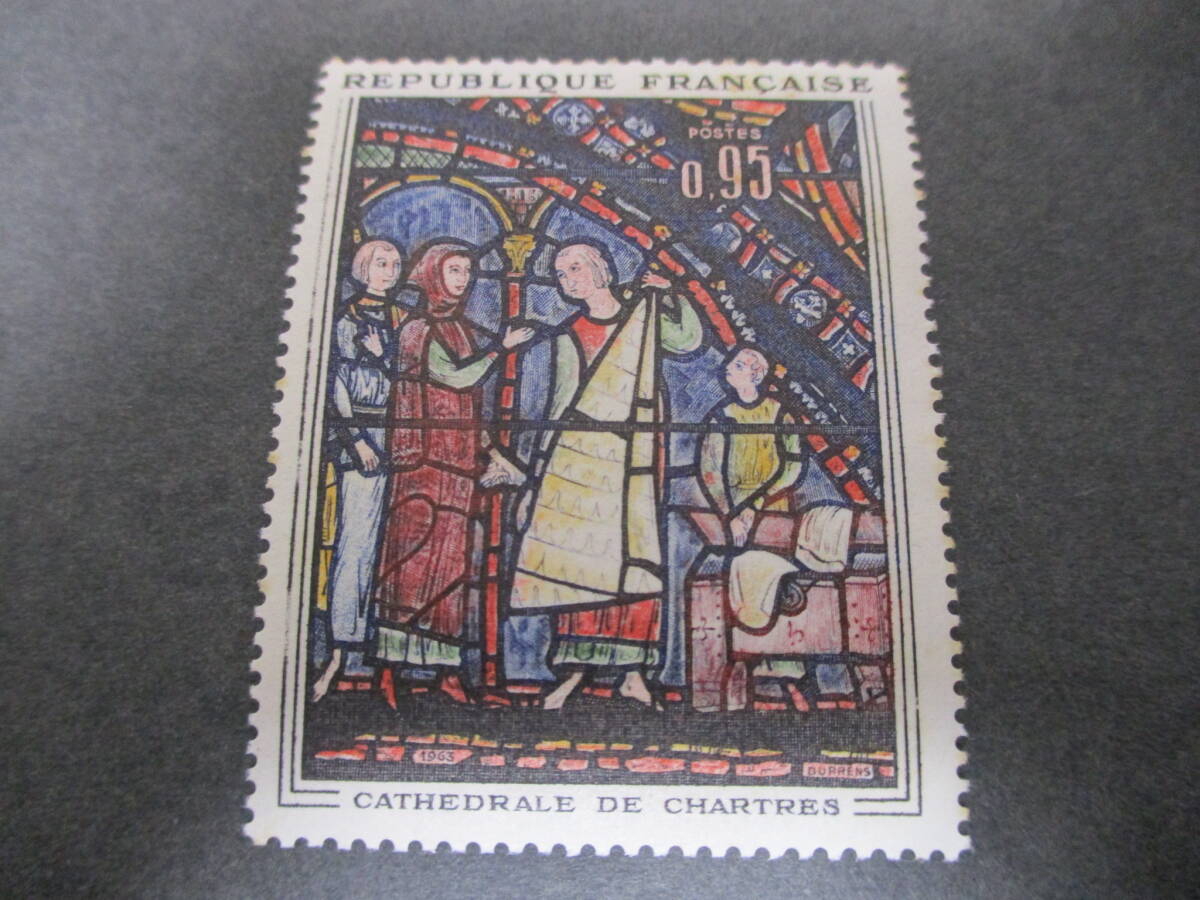 ** France 1963 year [ fine art stamp ( Shuttle large ... stained glass [ fur quotient people ] ) ] single one-side unused NH glue have **