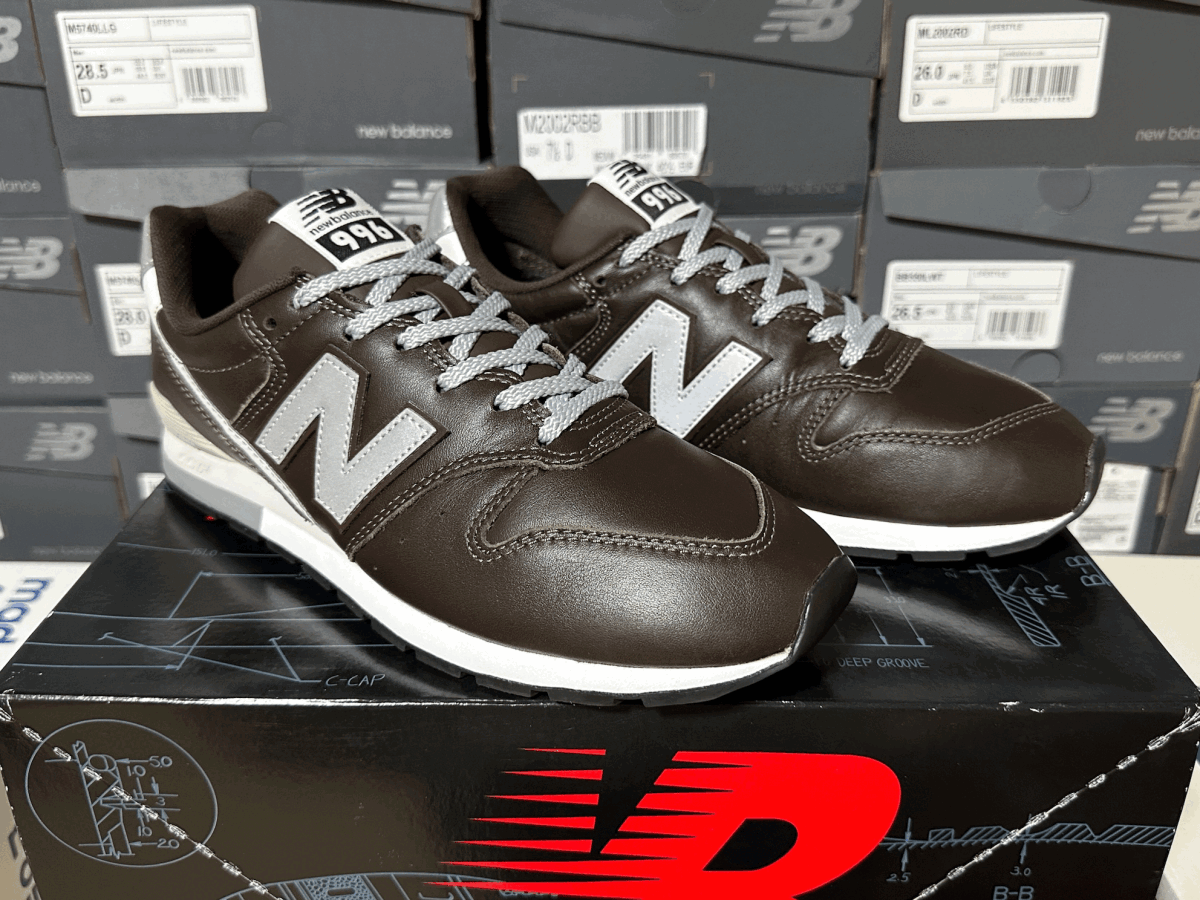 フットロッカー別注オリジナルM576デザイン New Balance CM996NH US9 27cm 本革 オールレザー M996限定 茶 ブラウン×グレー NB スニーカー_画像1