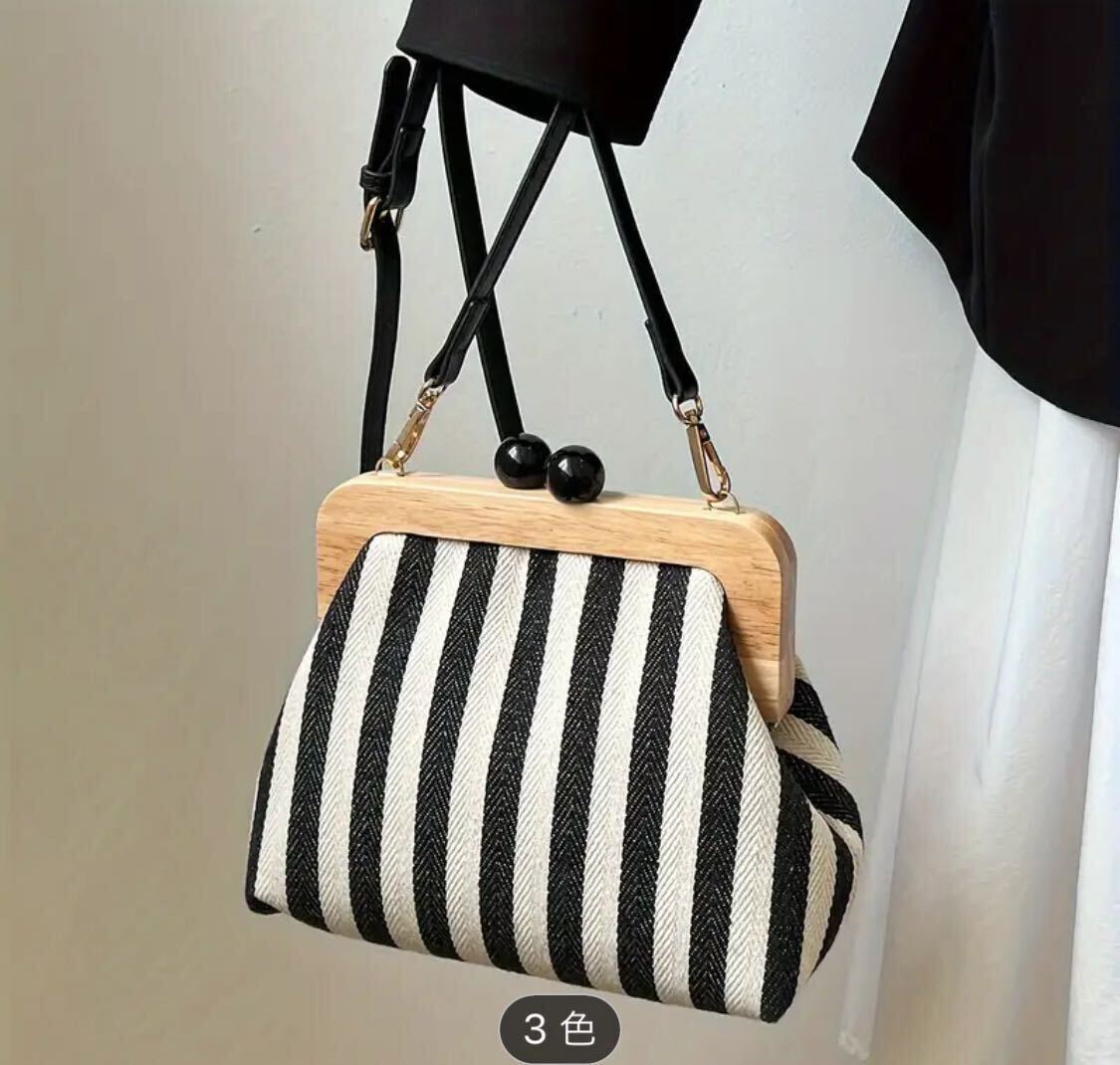[ new goods ]# for women clutch bag stripe pattern Cross body back nichi designer fashion back black #