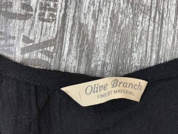 Olive Branch レディース 柄切替 アジアン ロングノースリーブワンピース M 黒茶系_画像2