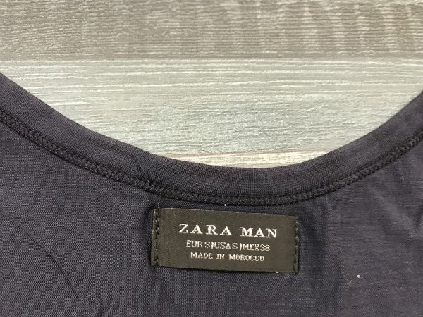 ZARA MAN ザラマン メンズ ポケット付き とろみ タンクトップ S ネイビー_画像2
