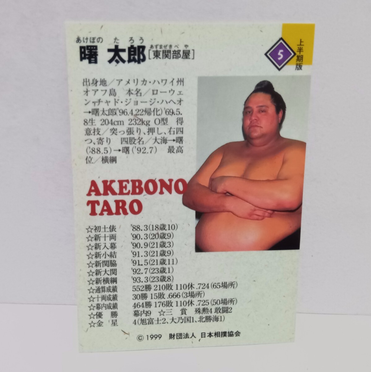 大相撲 横綱 曙太郎 直筆サインカードa K-1 AKEBONOの画像2